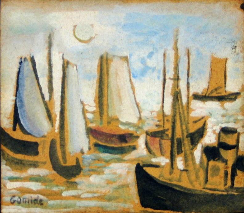 Sem título (ancoradouro com barcos e luar)